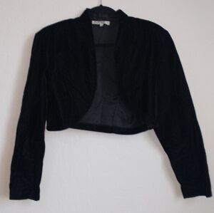Y2K Rampage Black Crushed Velvet Retro Cropped Jacket Size 11 Good Condition